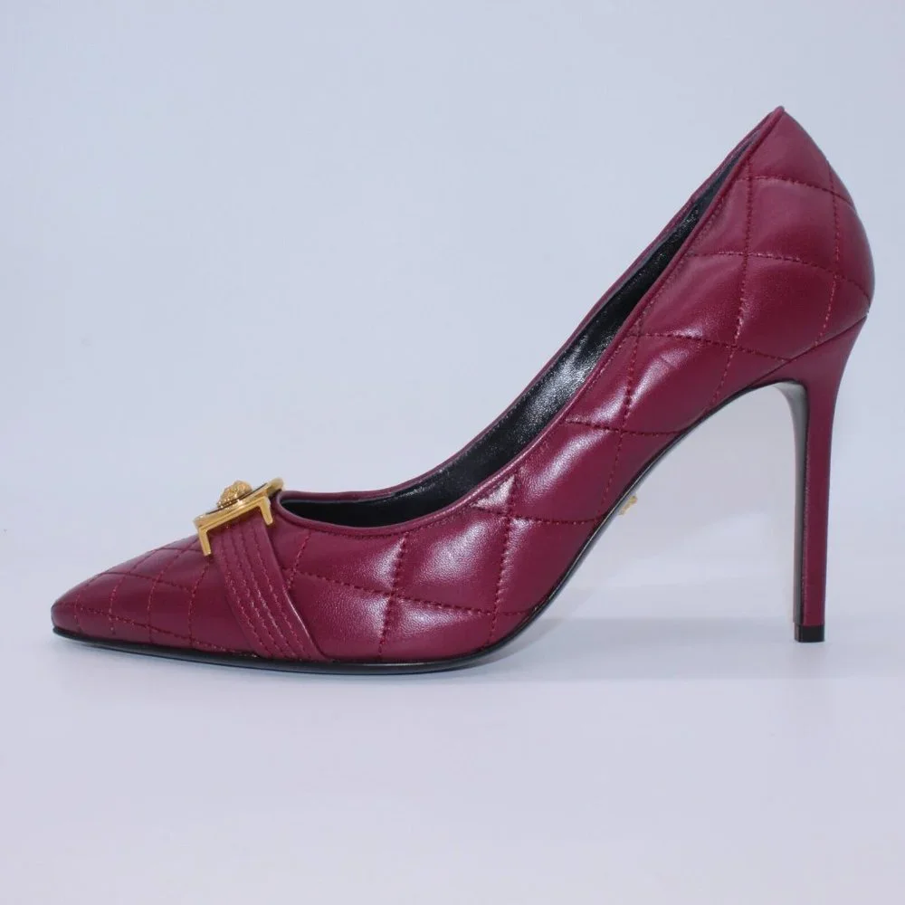 VERSACE Women's Quilted Leather Medusa Buckle Tribute Pumps 40 EU/ 10 US $975